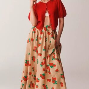 The Jacie Poplin Printed Maxi Skirt by Maeve Strawberry Anthropologie skirt